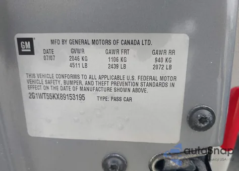 2008 Chevrolet Impala Lt z USA, uszkodzony, nr VIN 2G1WT55KX89153195